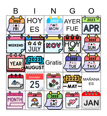 Los Días y Meses Bingo Card