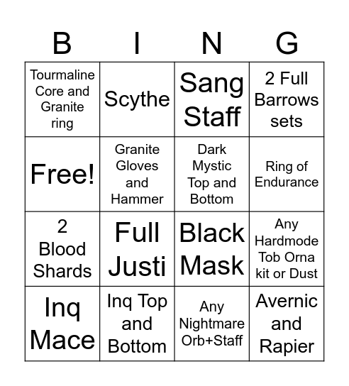 Morytania Bingo Card