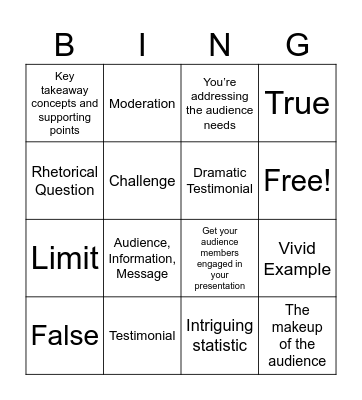 Planning Presentations Bingo Card