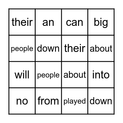 Indigo Star Word Bingo Card