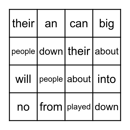 Indigo Star Word Bingo Card
