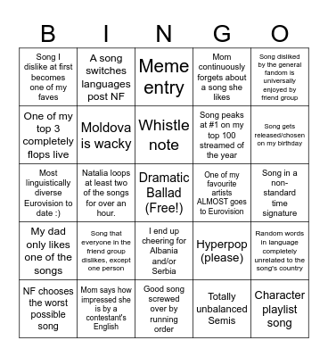 Eurbo Erburo Bingo Card