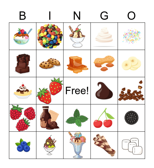 Ice Cream Sundae Bingo Card