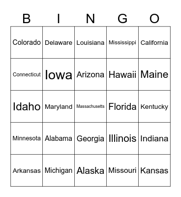 States pt.1 Bingo Card