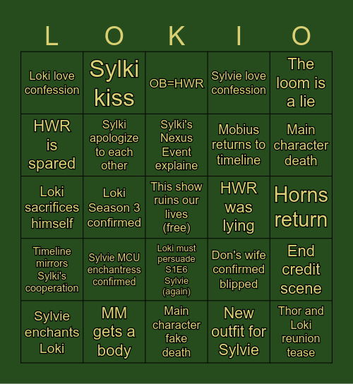 Loki Season 2 Theory BINGO Card