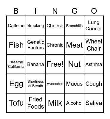 COPD Bingo 2023 Bingo Card