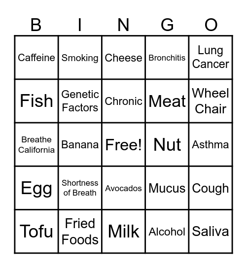 COPD Bingo 2023 Bingo Card