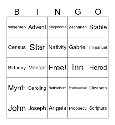 OCSI Christmas Bingo Card