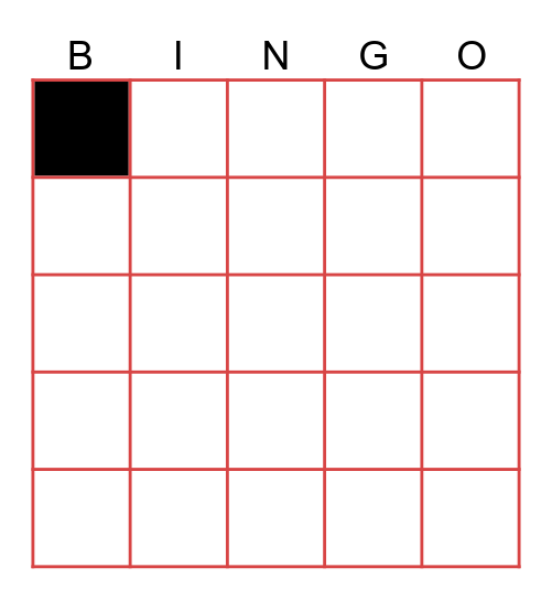 R Pattern Bingo Card