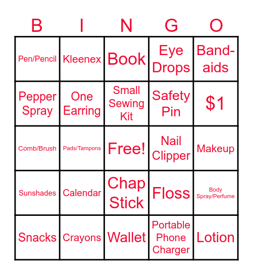 Mom Gang Bingo Card