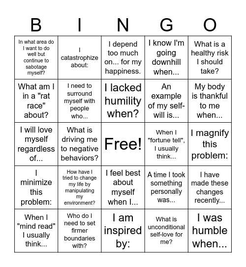 Insight II Bingo Card