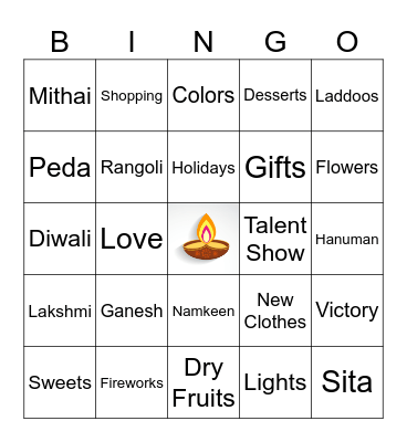 Happy Diwali! Bingo Card