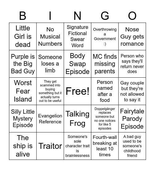 One Piece Bingo Card