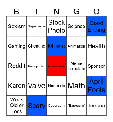 General YouTube video bingo Card
