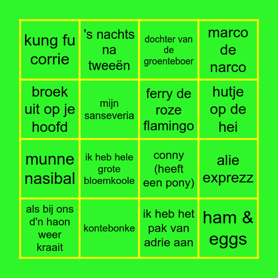 Kantemaaiers Muziekbingo Card