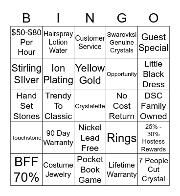 BLINGO BINGO Card