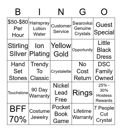 BLINGO BINGO Card