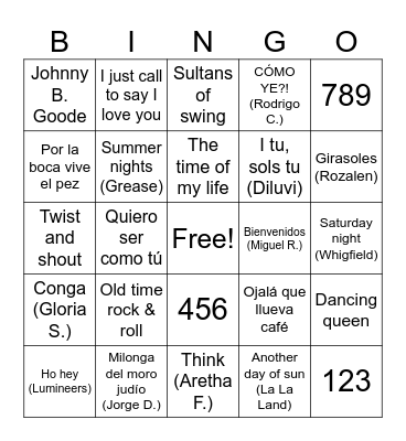 BINGO MUSICAL Bingo Card