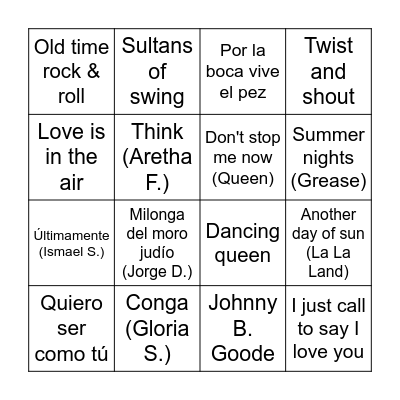 BINGO MUSICAL Bingo Card