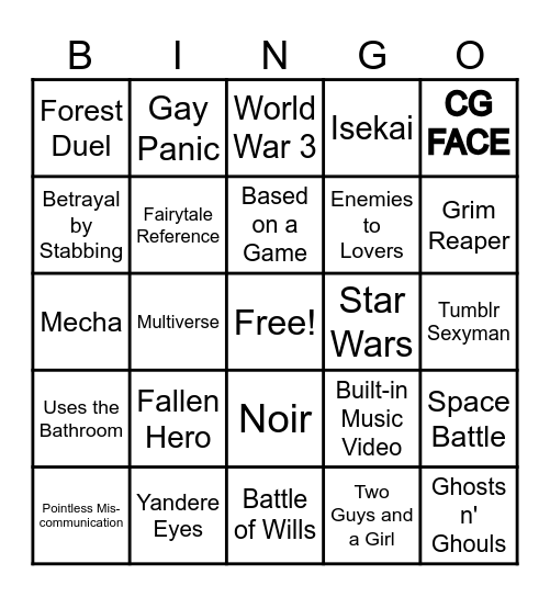 Server Media Bingo (Nubs) Bingo Card
