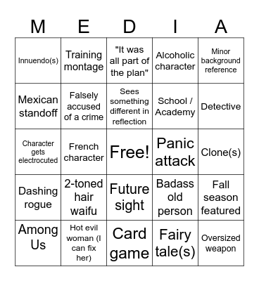 EJ's Media Bingo 1 Bingo Card