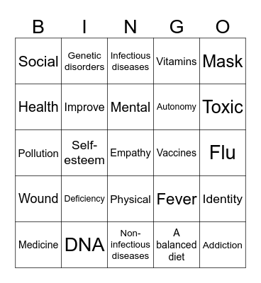 Health and disease - 6th Bingo Card