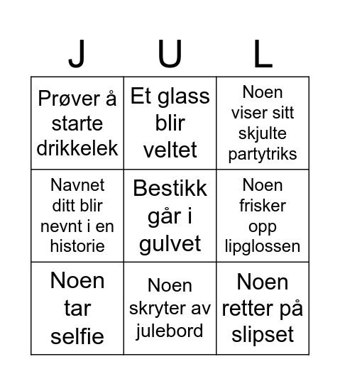 jul Bingo Card