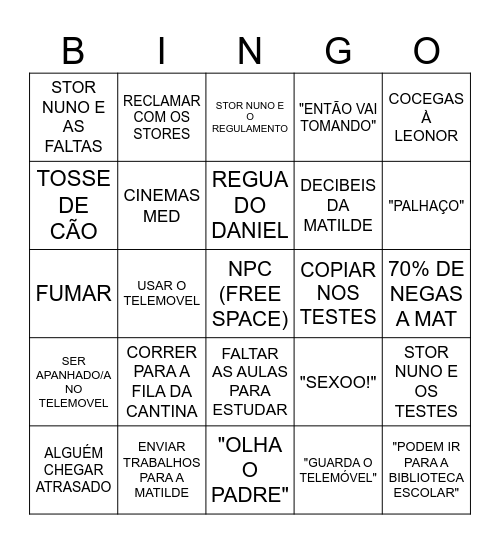 Bingo TSI Bingo Card