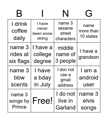 Find the Person that Bingo Card