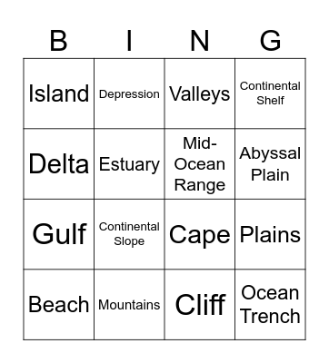 Geography Bingo Card