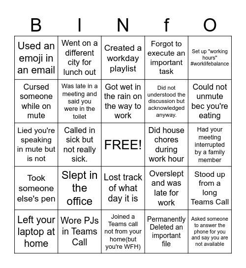 OFFICE Bingo Card