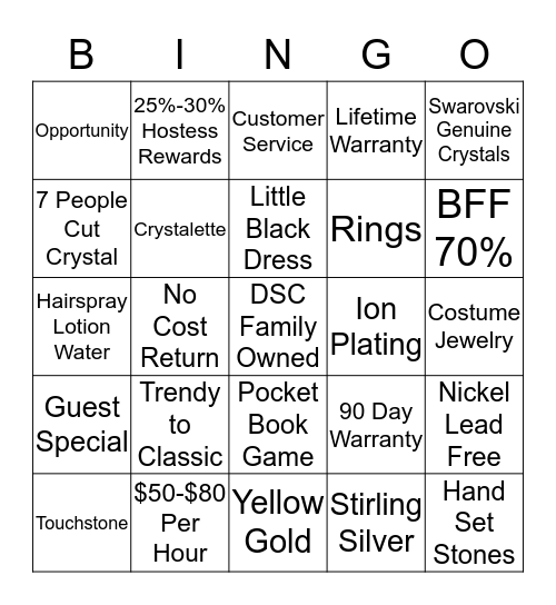 BLINGO BINGO Card