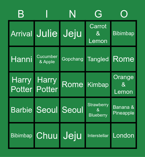 MIRURUN'S BINGO BOARD Bingo Card