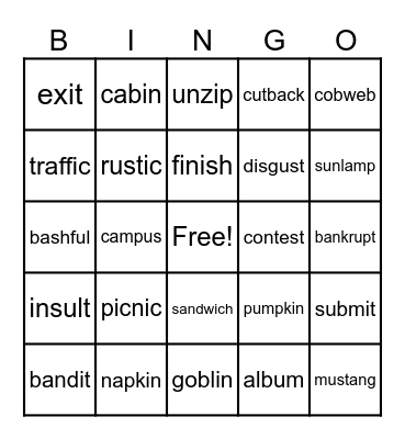 Unit 4 HD Word BINGO Card