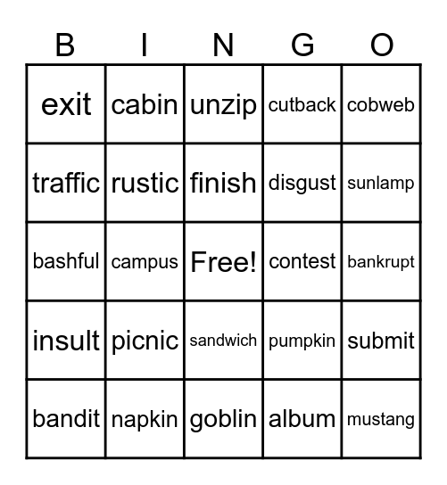 Unit 4 HD Word BINGO Card