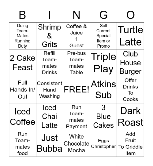 Dream Team! Bingo Card