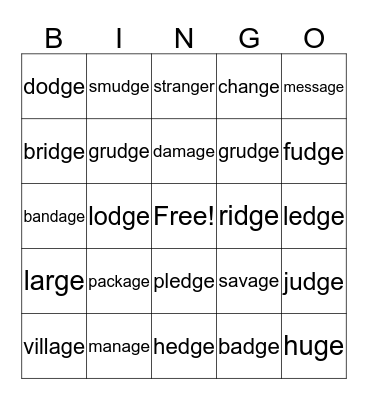 Soft G & _dge Bingo Card