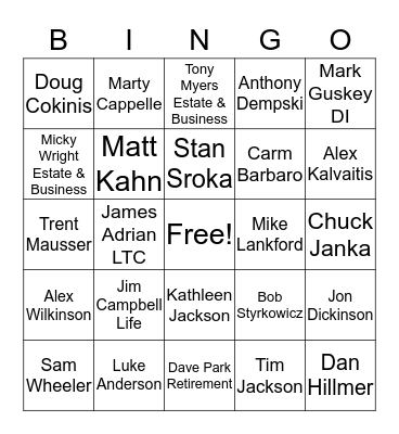 Joint Work Bingo Card