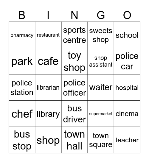 places in my town Bingo Card