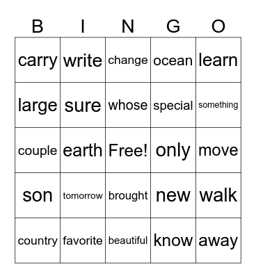 Untitled Bingo Card