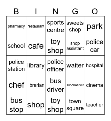 places in my town Bingo Card