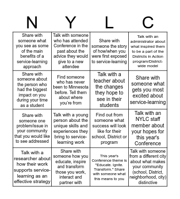 Districts in Action Reception Bingo! Bingo Card