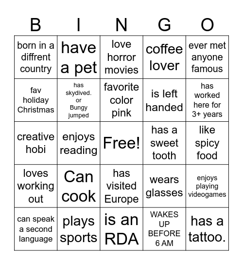 Untitled Bingo Card