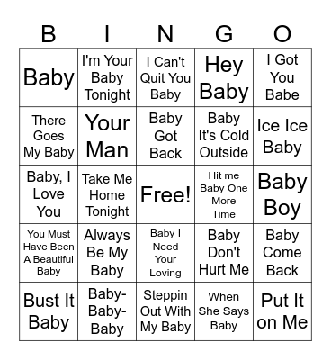 Everything Baby Bingo Card