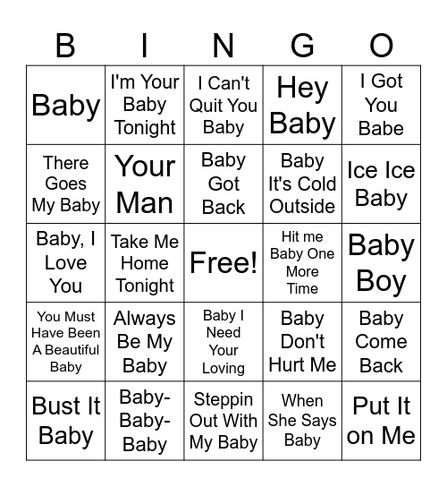 Everything Baby Bingo Card