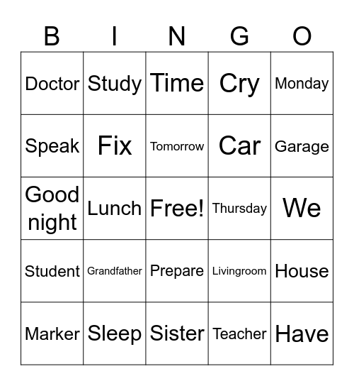 Untitled Bingo Card