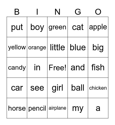 Edmark Bingo Card