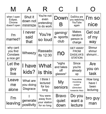 Santiago Phrases Bingo Card