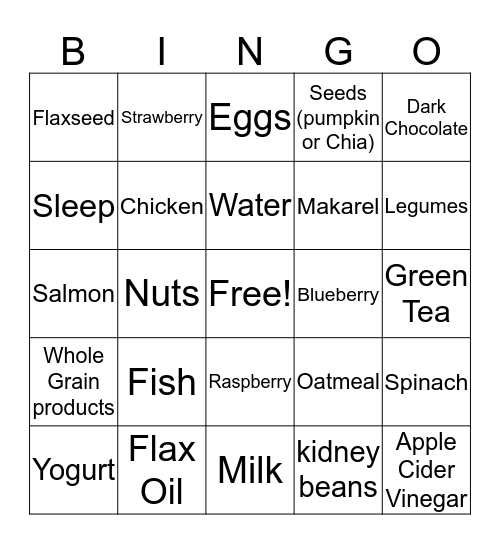 Tasty Treats That Feed The Mind Bingo Card