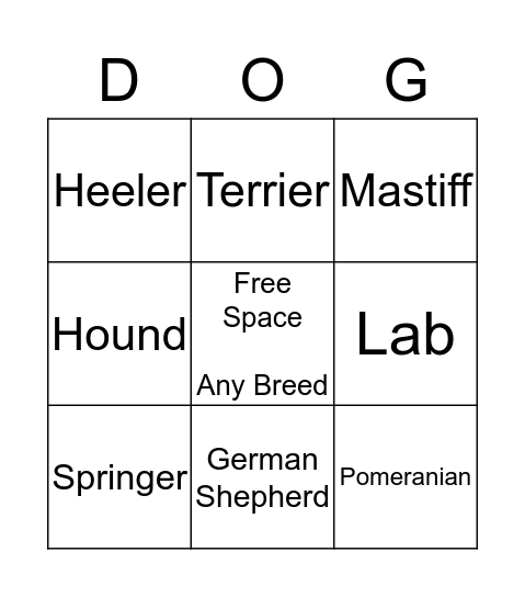 Demo That Dog! Bingo Card